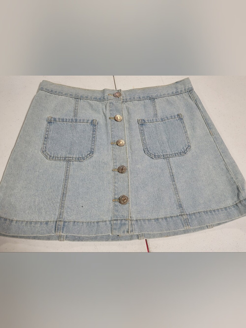 Forever 21 Light Blue Button-Front Denim Mini Skirt - Picture 1 of 4